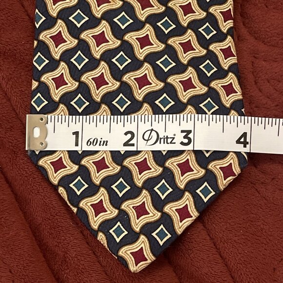 Villa Bugatti Mens 100% Italian Silk Necktie Tie Abstract Multicolor Blue Red Gr - Picture 7 of 8